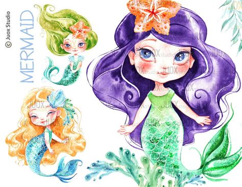 Mermaids Clipart Fairy Tale Princess Watercolor Clipart Etsy In 2021