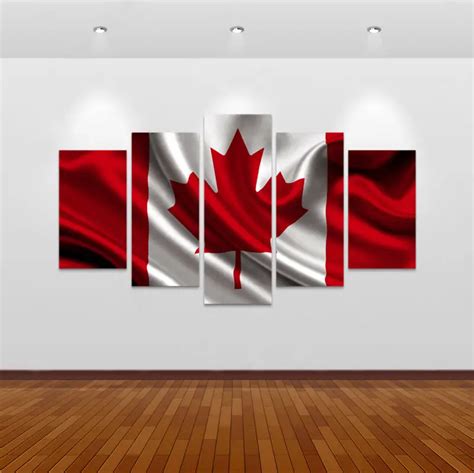 5 Piece Canvas Art New Canada Flag Wall Art Canvas Painting Decorations