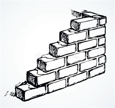 Brick Wall Vector Drawing Pattern Stock Vector Illustration Of