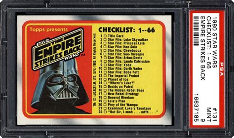 1980 Topps Empire Strikes Back Checklist 1 66 Psa Cardfacts®