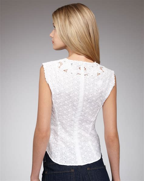 Nanette Lepore Cholula Eyelet Top White In White Lyst