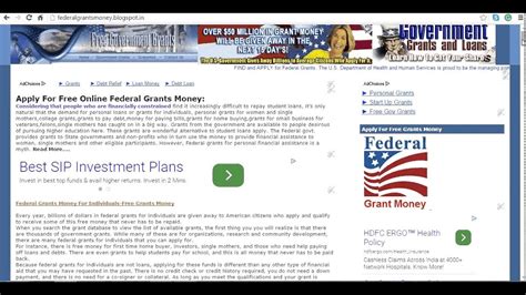 Types Of Federal Grants Benefits Of Federal Grants Money Online Youtube