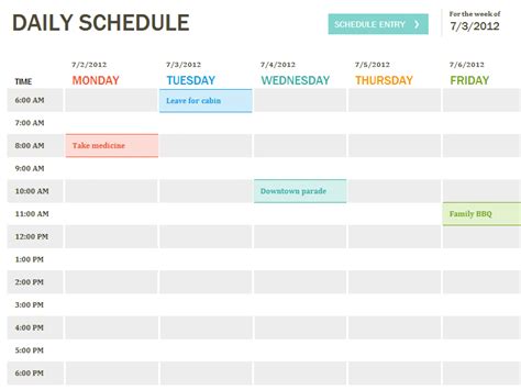 Daily Schedule Template Excel Task List Templates