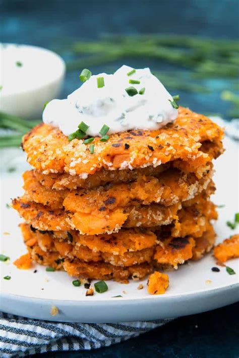 Best Sweet Potato Pancake Recipe With Chive Sauce