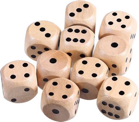 Gadpiparty 10 Pcs Wooden Dice Wooden D6 Six Sided Dice Game