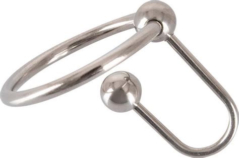 sextreme rvs penis plug met ronde bal en eikel ring voor zaad controle zilver