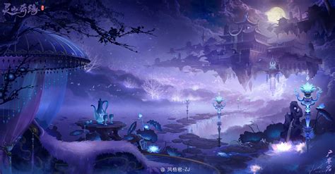 Jun Zhang Fantasy Art Digital Art Asian Architecture Landscape Fantasy