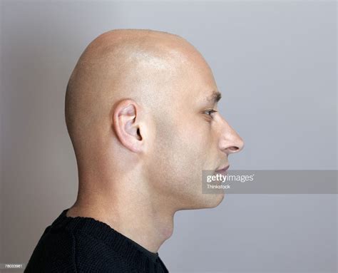 Profile Headshot Of A Bald Man With His Eyes Closed Stock Photo | Getty ...