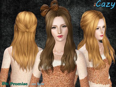 Half Up Half Down With Bow Hairstyle Promise By Cazy Sims 3 Hairs