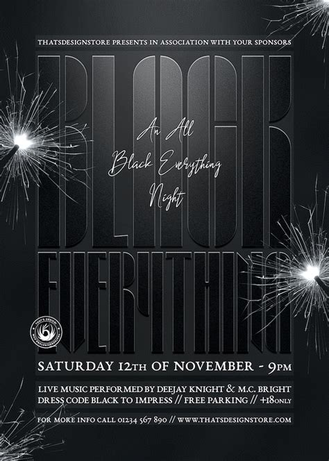 All Black Party Flyer Template V5 Posters Design For Photoshop