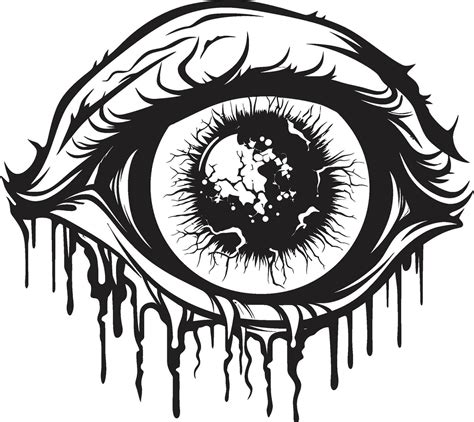Dreadful Zombie Gaze Black Eye Icon Design Creepy Undead Vision Vector