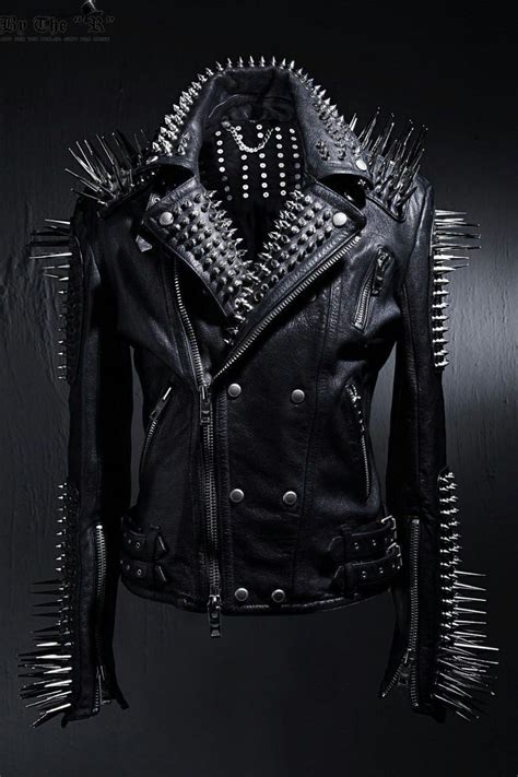 Handmade Mens Full Black Punk Silver Long Spiked Studded Etsy