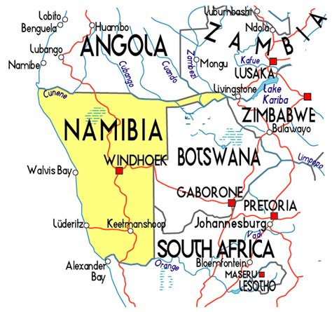 Map Of Namibia Country Area Map Of Africa Country Regional Political