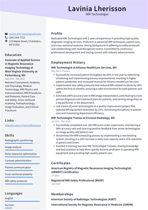 Top 13 Mri Technologist Resume Objective Examples