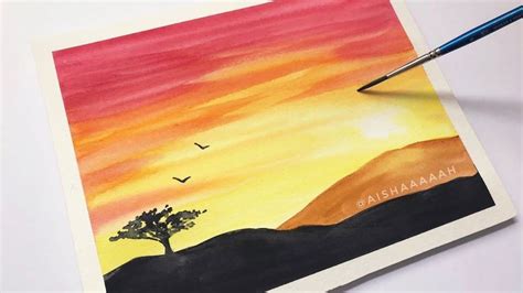 Easy Watercolor Sunset Tutorial For Beginners Step By Step Watercolor
