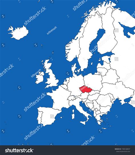 Czech Republic Highlighted On Europe Map Stock Vector Royalty Free