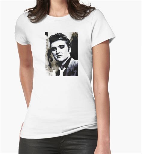 Elvis Presley Greaser 1956 Womens Fitted T Shirts By Rik Berry
