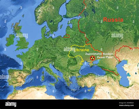 Kernkraftwerk Saporischschschja In Der Ukraine Auf Der Europakarte Hotspot Des Russland Ukraine