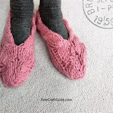 Chic Cosy Cable Slippers Knitting Pattern Fine Craft Guild