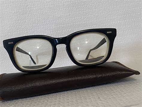 1950 s authentic uss army glasses black horn rim rx… gem