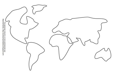 Continents Cut Template Coloring Drawing Map Outs Seven Globe Pangea