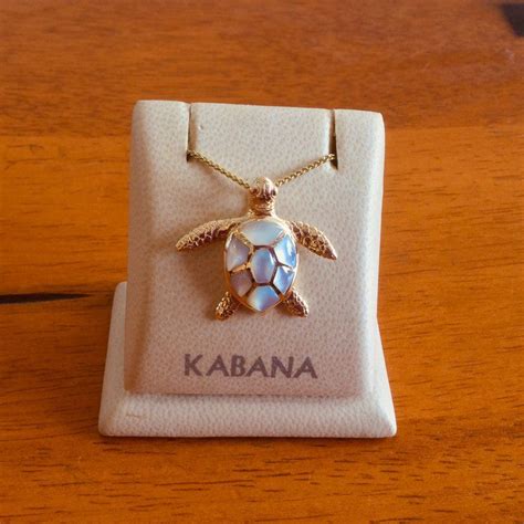 14k Yellow Gold Sea Turtle Pendant By Kabana With White Mother Of Pearl