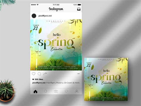 Hello Spring Celebration Free Instagram Banner Psd Pixelflyers