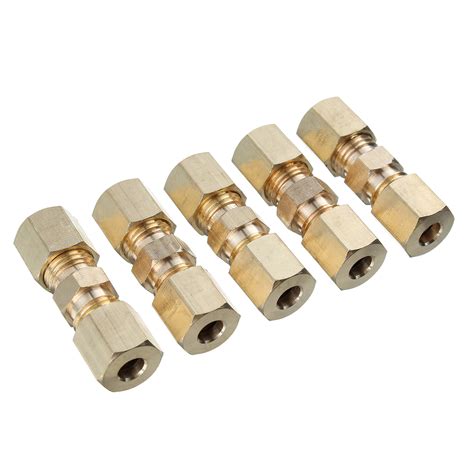 Brass Compression fitting, Union, for 3/16″ OD hydraulic brake lines (5 ...