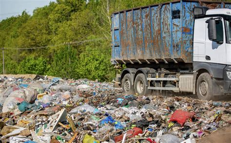 Truck Delivering Garbage And Waste From Household To Landfill Ecology
