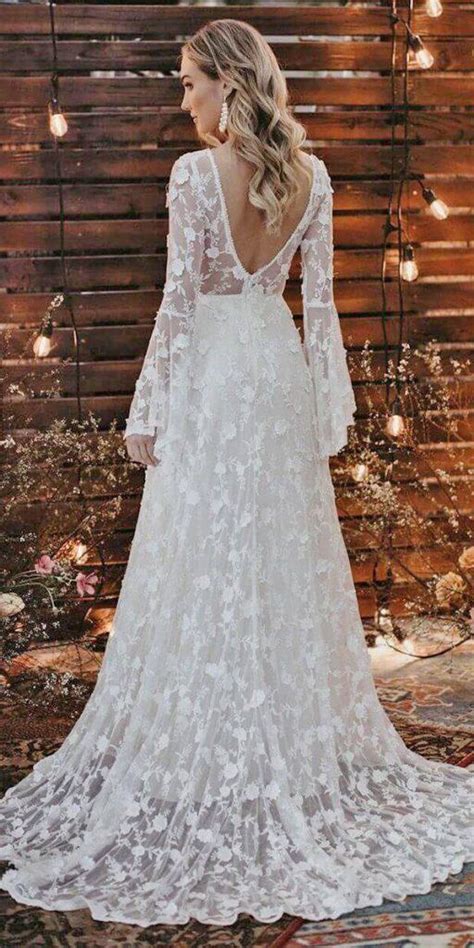 Long Sleeve Lace Boho Wedding Dresses Lace Wedding Dresses Vintage