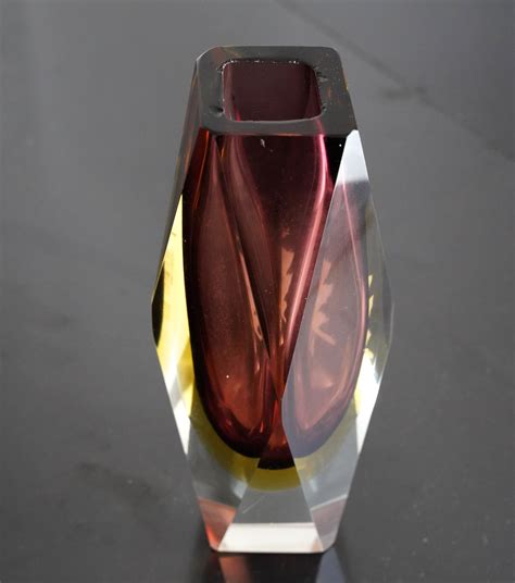 Vintage Purple And Yellow Sommerso Murano Glass Vase By Flavio Poli Italy 1960s 137276