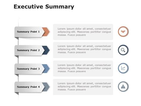 Executive Summary Slides 4 Point Executive Summary Templates