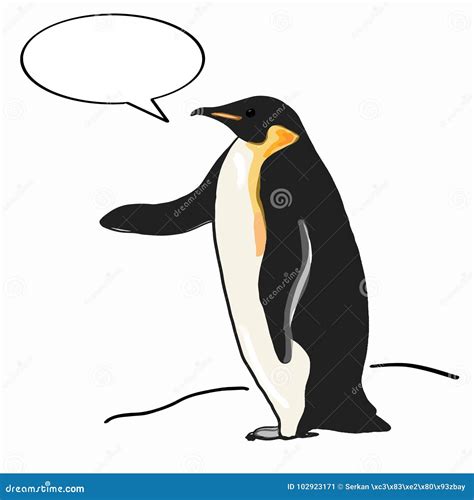 Realistic Penguin And Thinking And Hand Stock Illustration