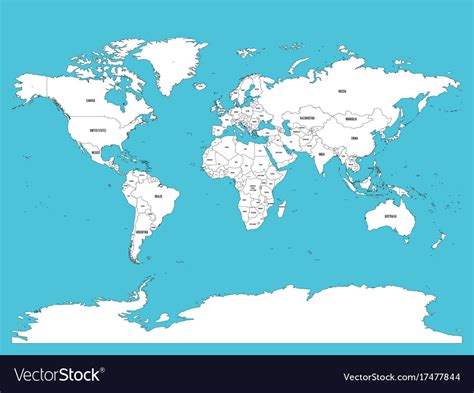 Political Map Of World White Lands And Blue Water Vector Image
