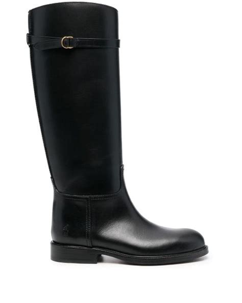 Polo Ralph Lauren Buckle Detail Riding Boots In Black Lyst Uk