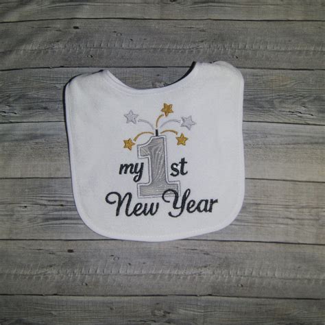 My First New Year Bib Baby Shower T Unisex 0 12 Months Embroidered