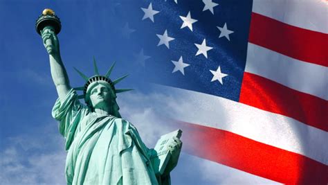 Statue Of Liberty With Us Flag In Background Stock Footage Video 479911