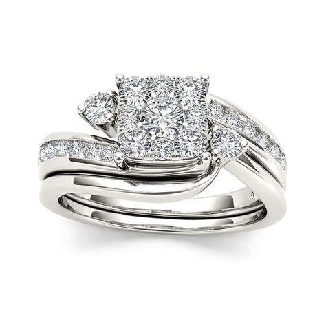 3 4 CT T W Diamond 10K White Gold Bridal Set Ring Bridal Ring Sets