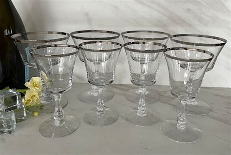 Vintage Fostoria Crystal Cocktail Martini Or Coupe Cocktail Glasses And Aperitif Liqueur Glasses