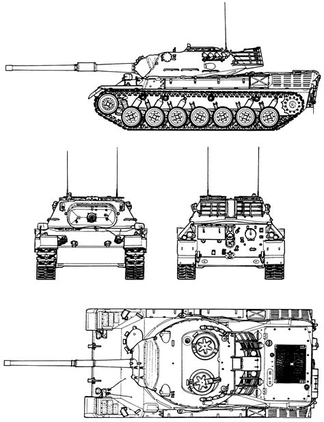 the tank is shown in three different views