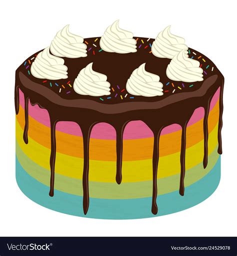 Rainbow Birthday Cake Image Royalty Free Vector Image
