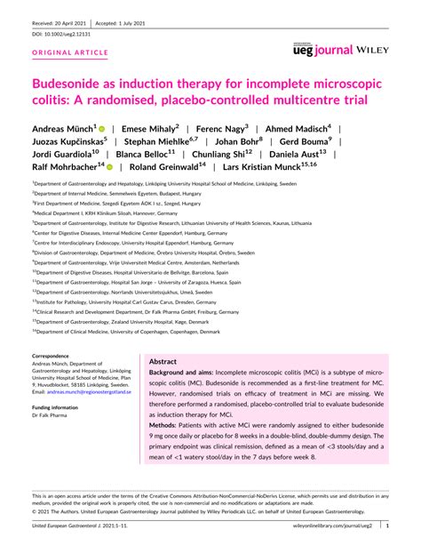Pdf Budesonide As Induction Therapy For Incomplete Microscopic