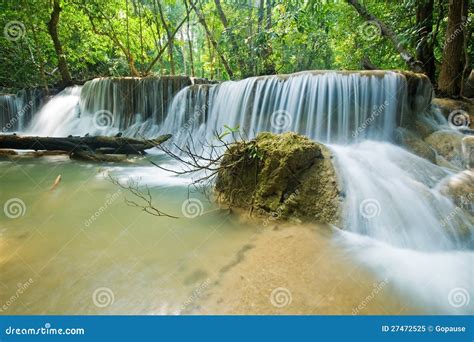Huay Mae Kamin Waterfall In Sri Nakarin Dam Nation Stock Image Image