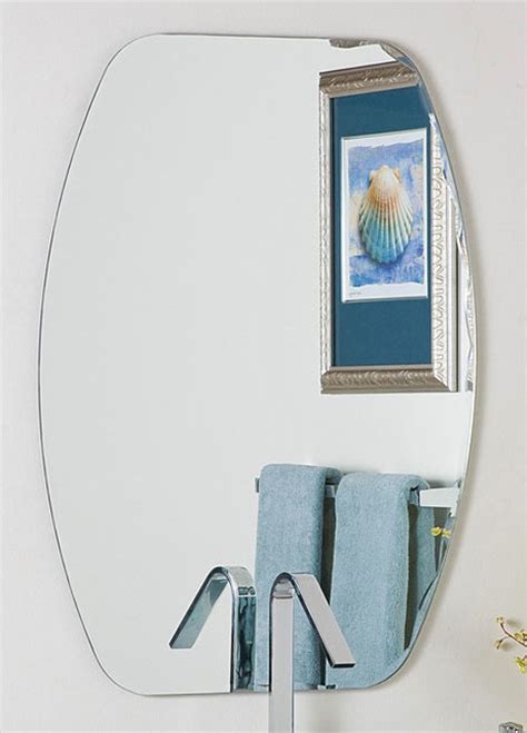 Frameless Oval Beveled Groove Mirror Contemporary Bathroom Mirrors