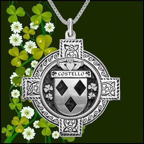 Costello Irish Coat Of Arms Celtic Cross Pendant Ip04 Etsy