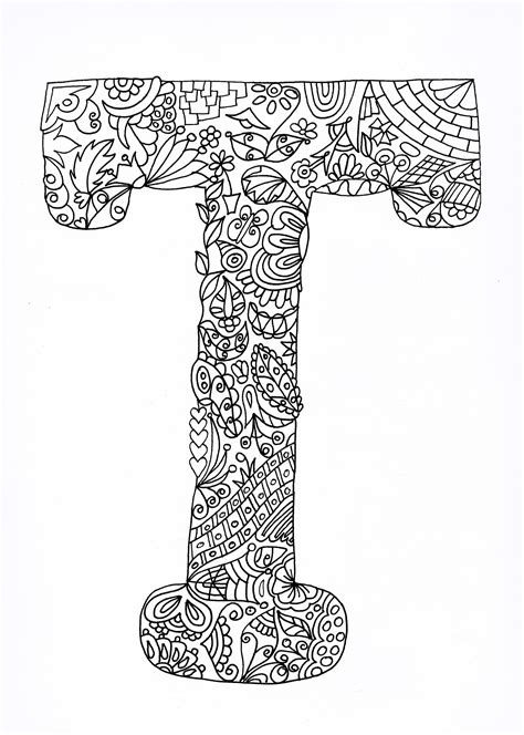 Adult Letter T Coloring Pages