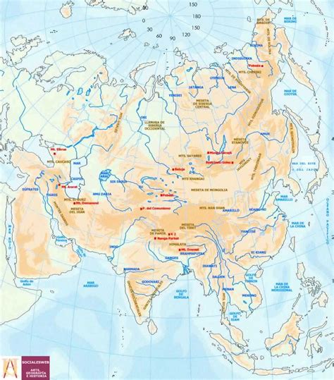 En las partes más altas, las aguas del ganges. Mapa mudo fisico asia para imprimir - Imagui