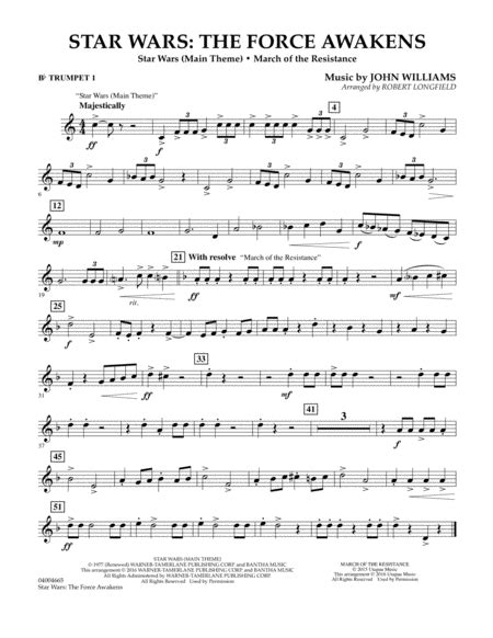 Easy star wars theme song trumpet sheet music for beginners. Download Star Wars: The Force Awakens - Bb Trumpet 1 Sheet Music By John Williams - Sheet Music Plus