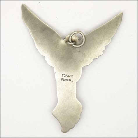 Victorian Large Silver Angel Pendant Topazio Portugal From