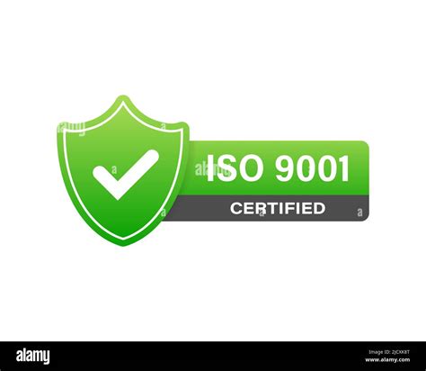 Iso 9001 Certified Badge Icon Certification Stamp Flat Design Vector